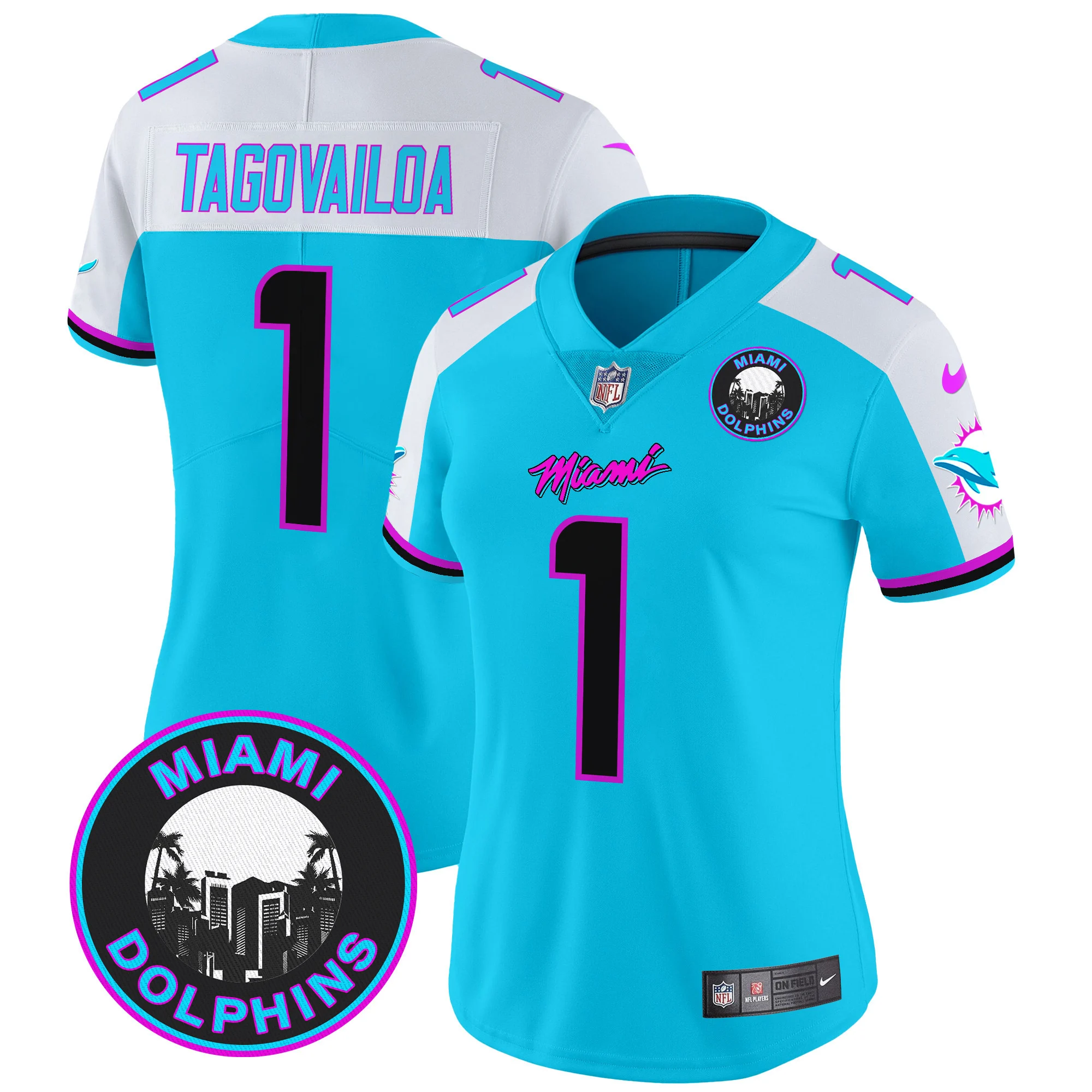 Womens Miami Dolphins Miami Vice Vapor Limited Jersey V3 Tua Tagovailoa Jersey Aqua Alternate