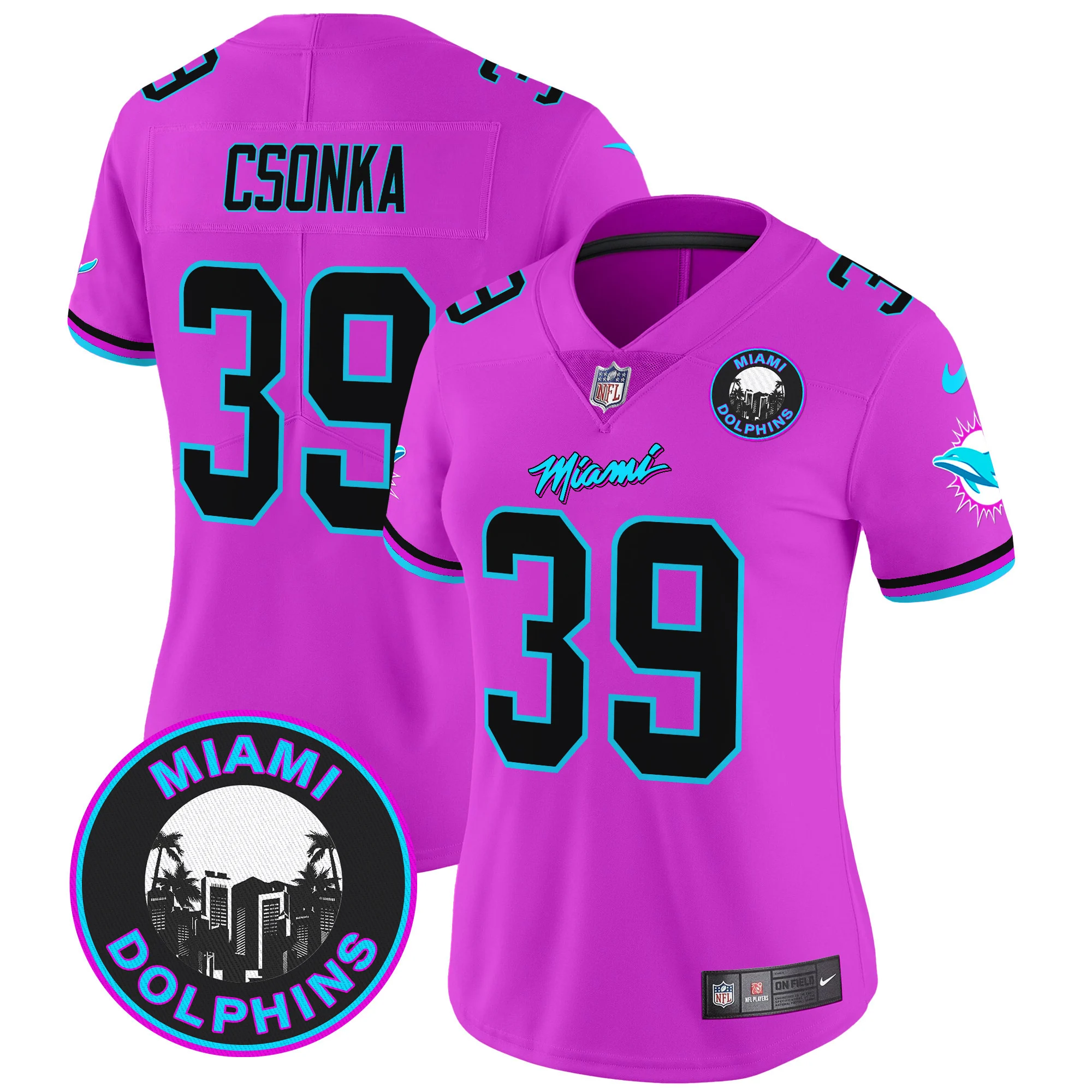 Womens Miami Dolphins Miami Vice Vapor Limited Jersey V3 Larry Csonka Jersey Pink