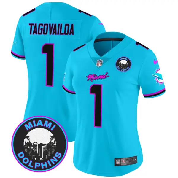 Womens Miami Dolphins Miami Vice Vapor Limited Jersey V3 Tua Tagovailoa Jersey Aqua
