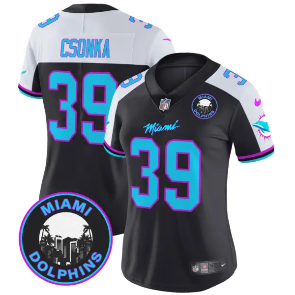 Womens Miami Dolphins Miami Vice Vapor Limited Jersey V3 Larry Csonka Jersey Black Alternate