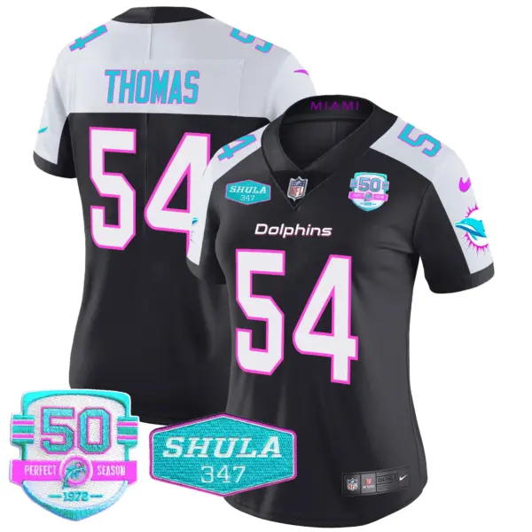 Womens Miami Dolphins Miami Vice Vapor Limited Jersey V2 Zach Thomas Jersey Black Alternate ‘
