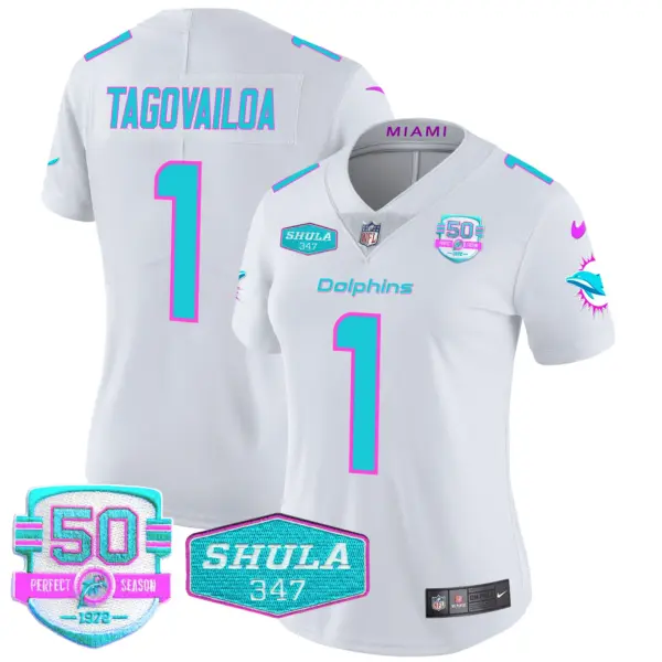 Womens Miami Dolphins Miami Vice Vapor Limited Jersey V2 Tua Tagovailoa Jersey White