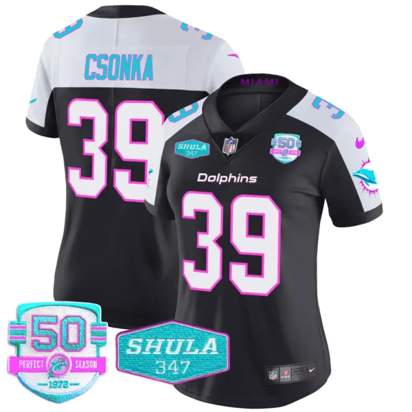 Womens Miami Dolphins Miami Vice Vapor Limited Jersey V2 Larry Csonka Jersey Black Alternate