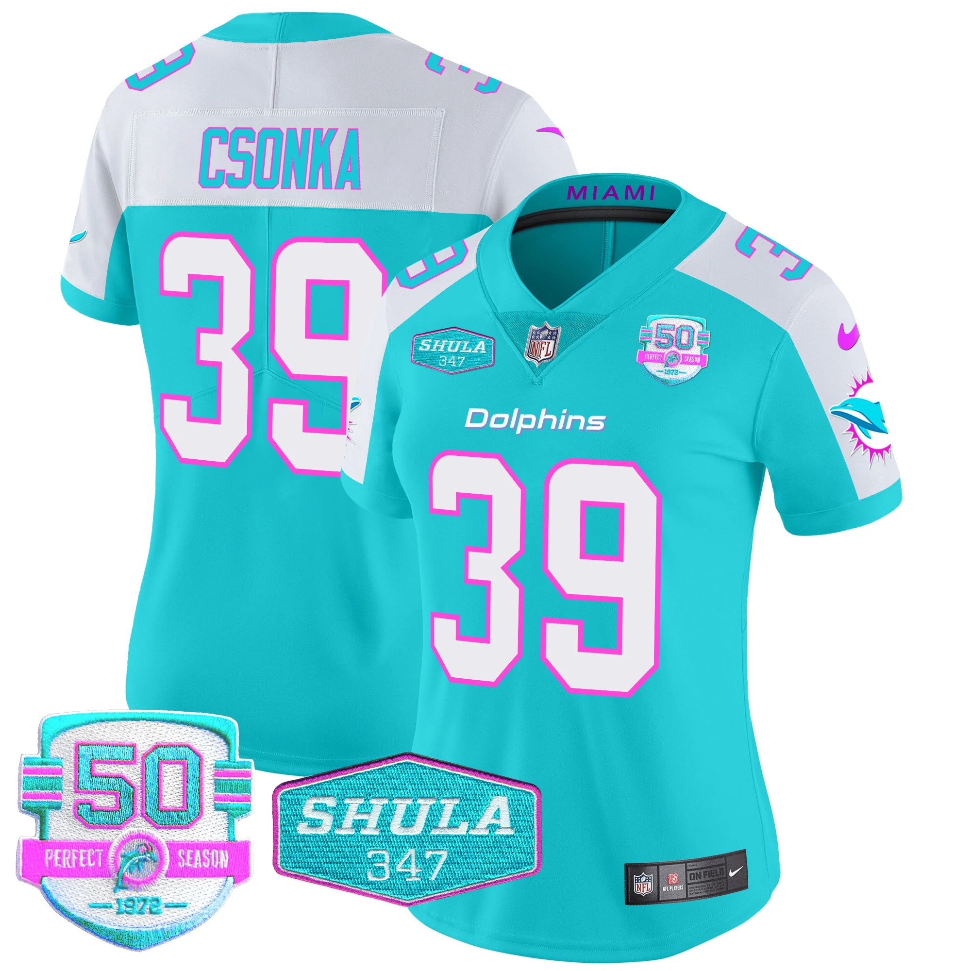 Womens Miami Dolphins Miami Vice Vapor Limited Jersey V2 Larry Csonka Jersey Aqua Alternate