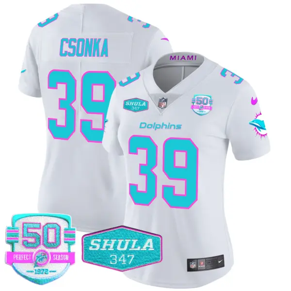 Womens Miami Dolphins Miami Vice Vapor Limited Jersey V2 Larry Csonka Jersey White