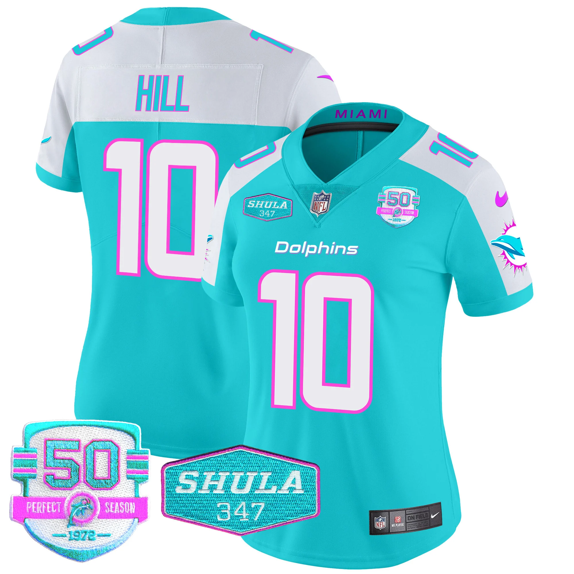 Womens Miami Dolphins Miami Vice Vapor Limited Jersey V2 Tyreek Hill Jersey Aqua Alternate