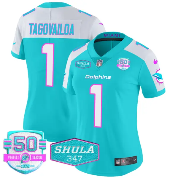 Womens Miami Dolphins Miami Vice Vapor Limited Jersey V2 Tua Tagovailoa Jersey Aqua Alternate