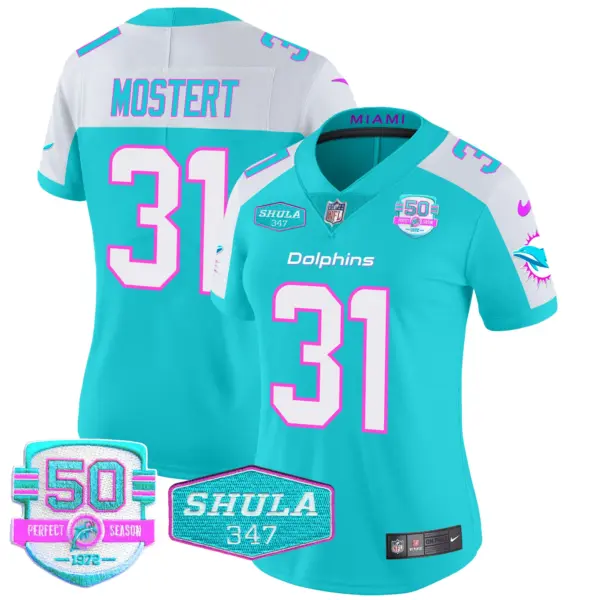 Womens Miami Dolphins Miami Vice Vapor Limited Jersey V2 Raheem Mostert Jersey Aqua Alternate