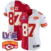 Womens Kansas City Chiefs Super Bowl LVIII Back 2 Back Patch Vapor Jersey V2 Travis Kelce Jersey Split
