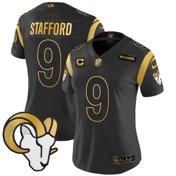 Womens Los Angeles Rams 2024 Gold Vapor Limited Jersey Matthew Stafford Jersey Black Gold