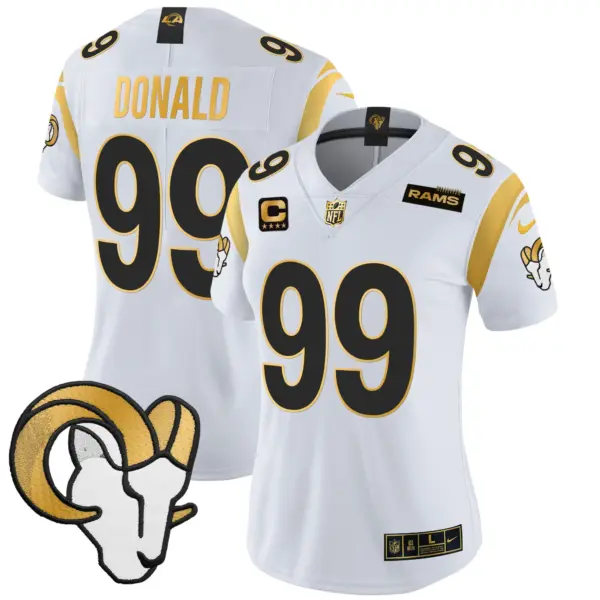 Womens Los Angeles Rams 2024 Gold Vapor Limited Jersey Aaron Donald Jersey White Gold