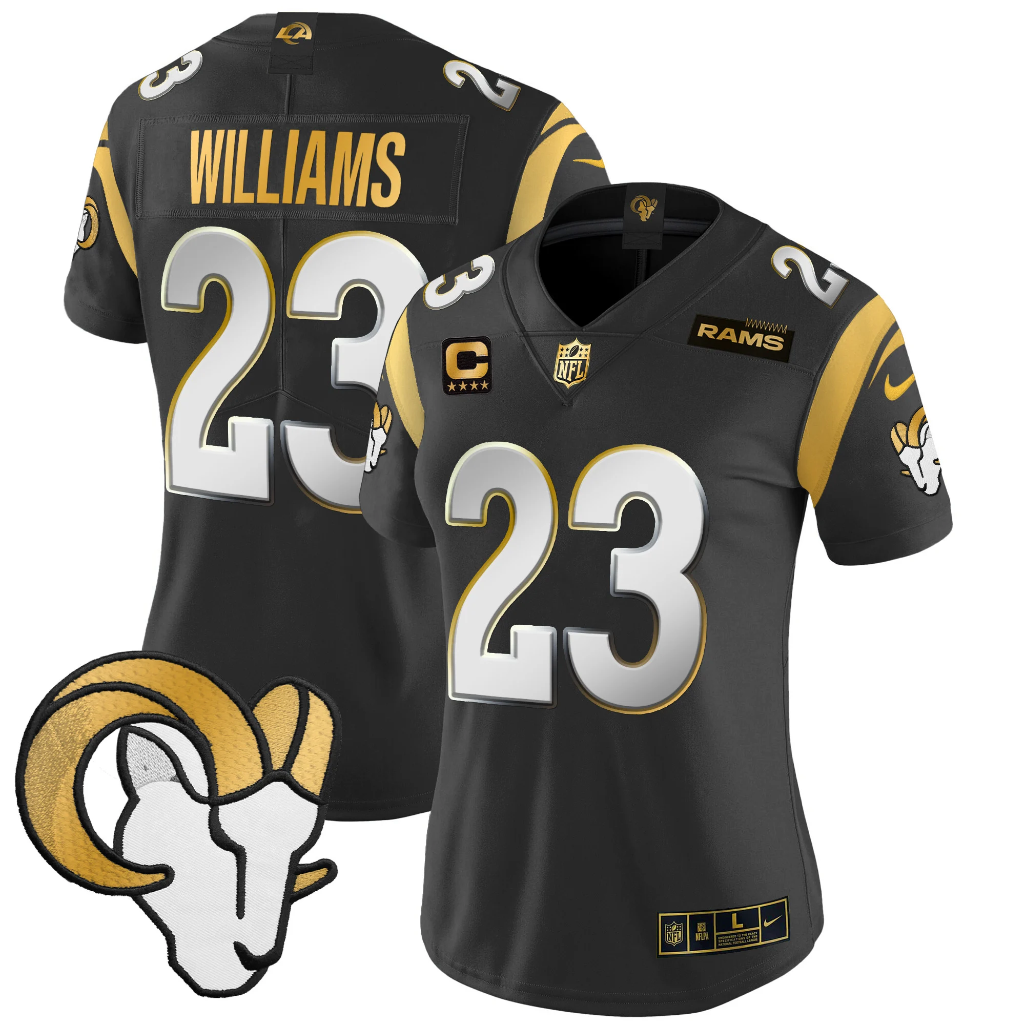 Womens Los Angeles Rams 2024 Gold Vapor Limited Jersey Kyren Williams Jersey Black Limited
