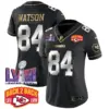 Womens Kansas City Chiefs Super Bowl LVIII Back 2 Back Patch Vapor Jersey V2 Justin Watson Jersey Black Limited