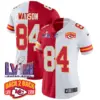 Womens Kansas City Chiefs Super Bowl LVIII Back 2 Back Patch Vapor Jersey V2 Justin Watson Jersey Split