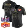 Womens Kansas City Chiefs Super Bowl LVIII Back 2 Back Patch Vapor Jersey V2 Justin Watson Jersey Black Gold