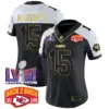 Womens Kansas City Chiefs Super Bowl LVIII Back 2 Back Patch Vapor Jersey V2 Patrick Mahomes Jersey Alternate
