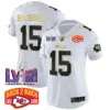 Womens Kansas City Chiefs Super Bowl LVIII Back 2 Back Patch Vapor Jersey V2 Patrick Mahomes Jersey White Gold
