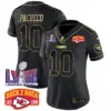 Womens Kansas City Chiefs Super Bowl LVIII Back 2 Back Patch Vapor Jersey V2 Isiah Pacheco Jersey Black Gold