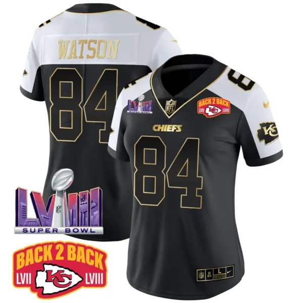 Womens Kansas City Chiefs Super Bowl LVIII Back 2 Back Patch Vapor Jersey V2 Justin Watson Jersey Alternate