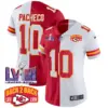 Womens Kansas City Chiefs Super Bowl LVIII Back 2 Back Patch Vapor Jersey V2 Isiah Pacheco Jersey Split