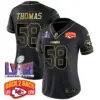 Womens Kansas City Chiefs Super Bowl LVIII Back 2 Back Patch Vapor Jersey V2 Derick Thomas Jersey Black Gold