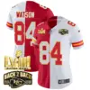 Womens Kansas City Chiefs Super Bowl LVIII Back 2 Back Gold Patch Vapor Jersey V2 Justin Watson Jersey Split