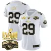 Womens Kansas City Chiefs Super Bowl LVIII Back 2 Back Gold Patch Vapor Jersey V2 Kareem Hunt Jersey White Gold