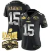 Womens Kansas City Chiefs Super Bowl LVIII Back 2 Back Gold Patch Vapor Jersey V2 Patrick Mahomes Jersey Black Limited