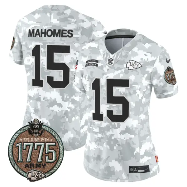 Womens Kansas City Chiefs 2024 Salute To Service Establishment Year Patch Vapor Limited Jersey Patrick Mahomes Jersey Army