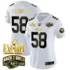 Womens Kansas City Chiefs Super Bowl LVIII Back 2 Back Gold Patch Vapor Jersey V2 Derrick Thomas Jersey White Gold