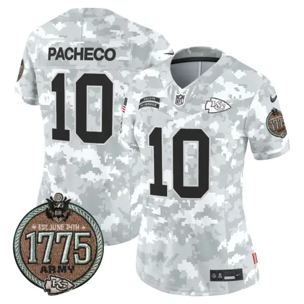 Womens Kansas City Chiefs 2024 Salute To Service Establishment Year Patch Vapor Limited Jersey Isiah Pacheco Jersey Army