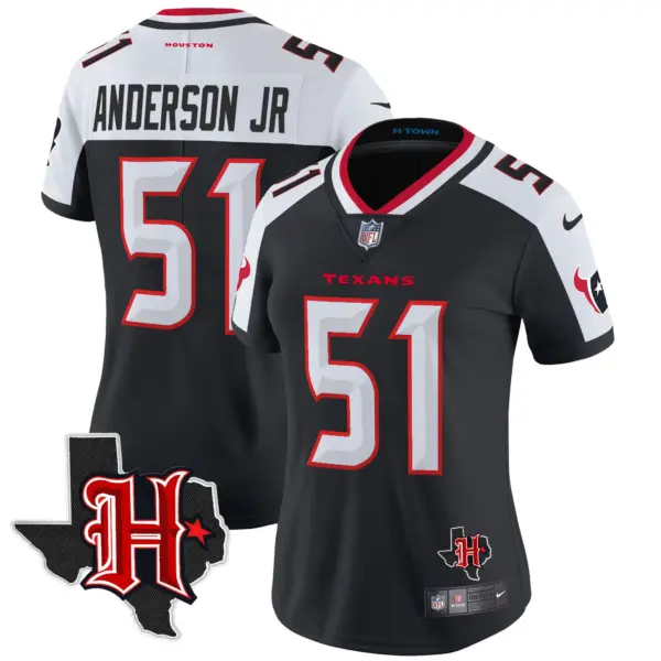 Womens Houston Texans 2024 Texas Patch Vapor Limited Jersey V5 Will Anderson Jr Jersey Navy Alternate