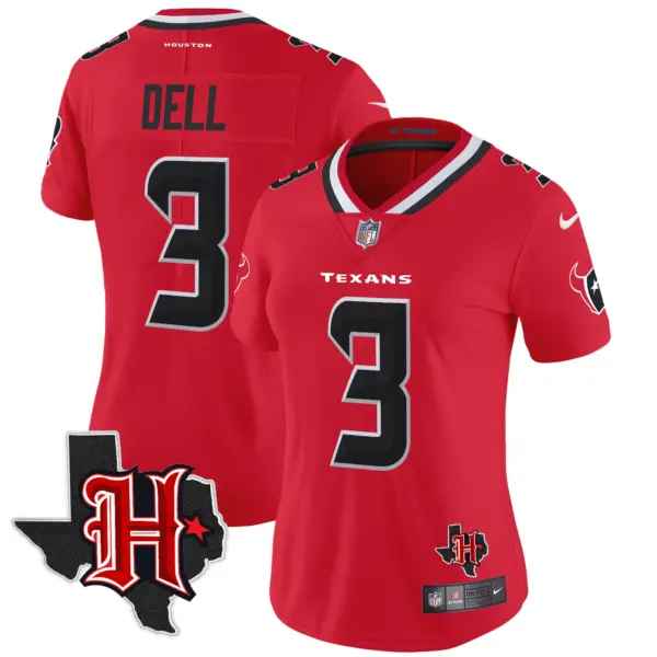 Womens Houston Texans 2024 Texas Patch Vapor Limited Jersey V5 Tank Dell Jersey Red