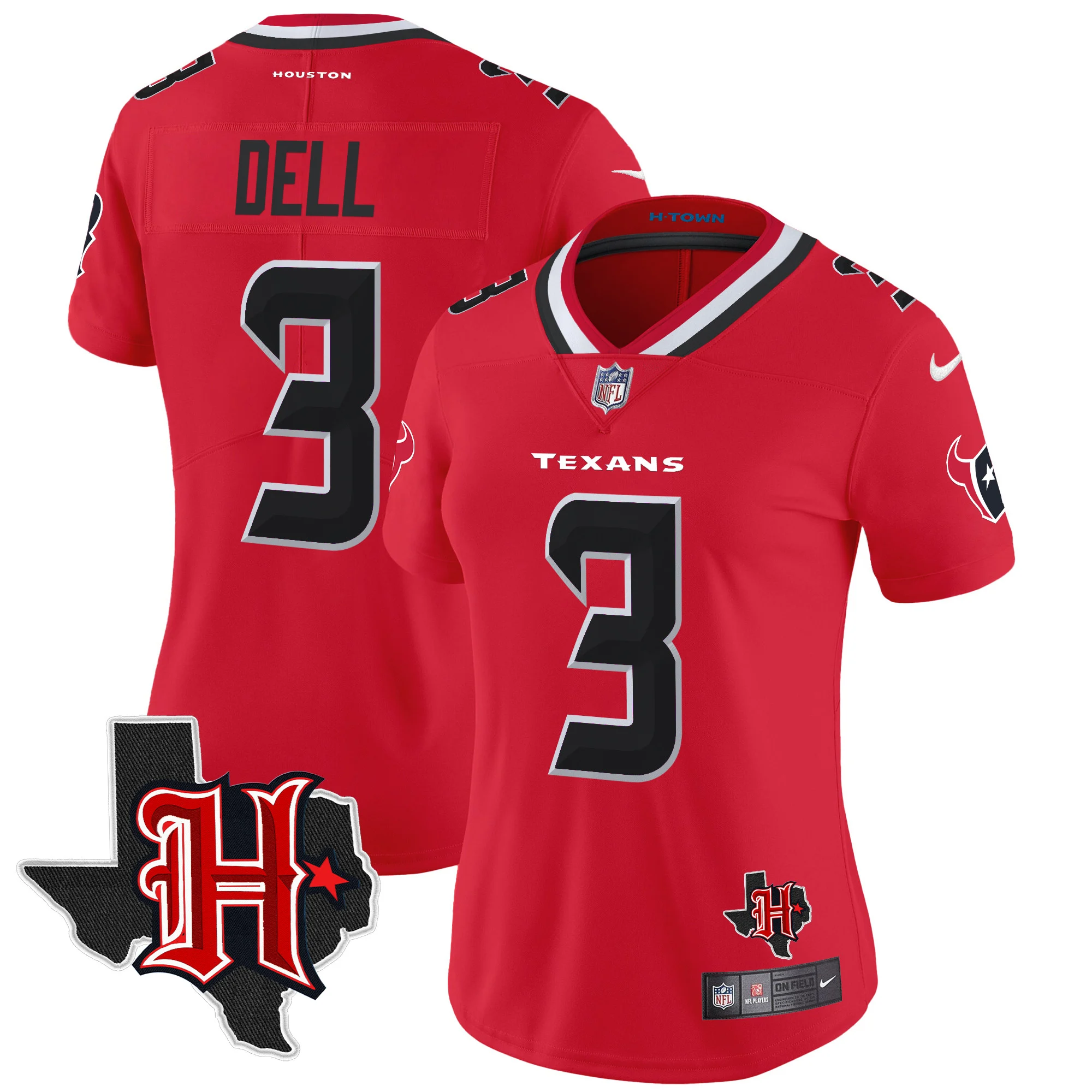 Womens Houston Texans 2024 Texas Patch Vapor Limited Jersey V5 Tank Dell Jersey Red