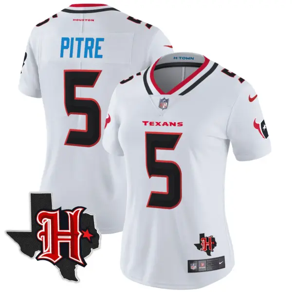 Womens Houston Texans 2024 Texas Patch Vapor Limited Jersey V5 Jalen Pitre Jersey White