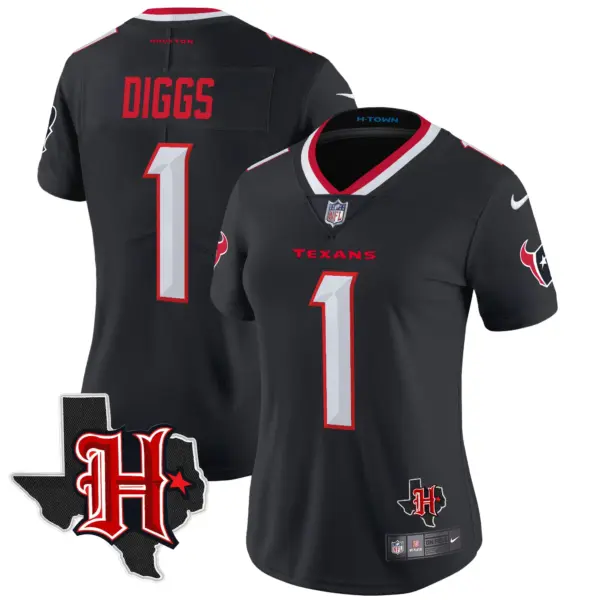 Womens Houston Texans 2024 Texas Patch Vapor Limited Jersey V5 Stefon Diggs Jersey Navy