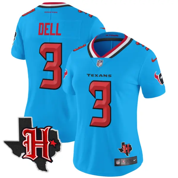Womens Houston Texans 2024 Texas Patch Vapor Limited Jersey V5 Tank Dell Jersey Blue