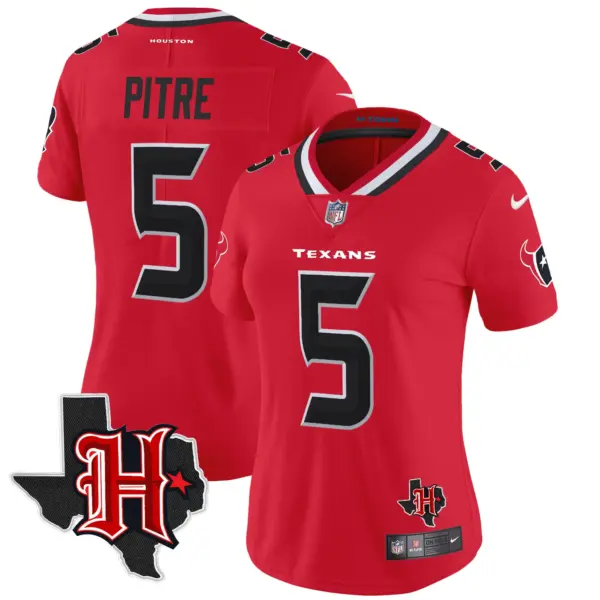 Womens Houston Texans 2024 Texas Patch Vapor Limited Jersey V5 Jalen Pitre Jersey Red