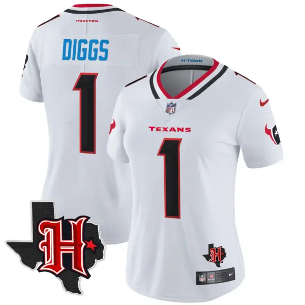 Womens Houston Texans 2024 Texas Patch Vapor Limited Jersey V5 Stefon Diggs Jersey White