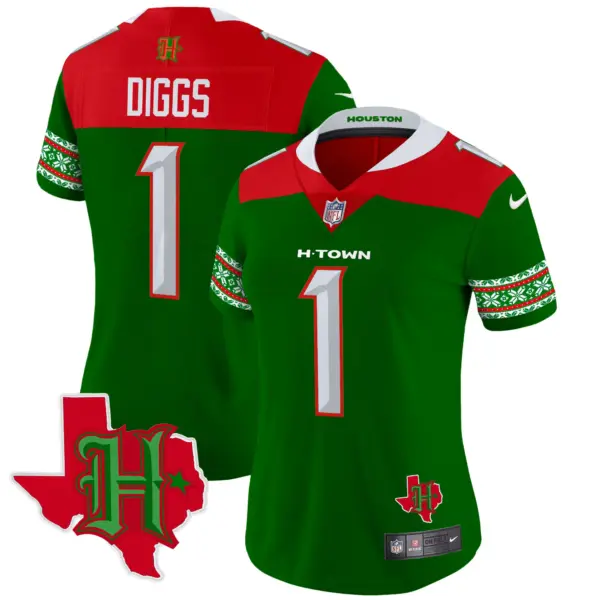 Womens Houston Texans 2024 Christmas Vapor Limited Jersey Stefon Diggs Jersey Green