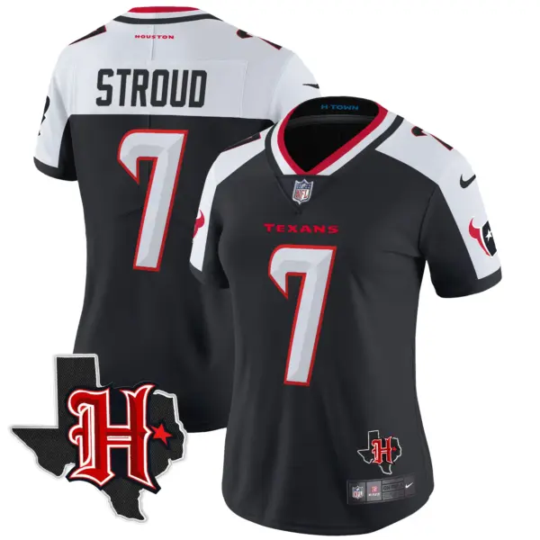 Womens Houston Texans 2024 Texas Patch Vapor Limited Jersey V5 CJ Stroud Jersey Navy Alternate