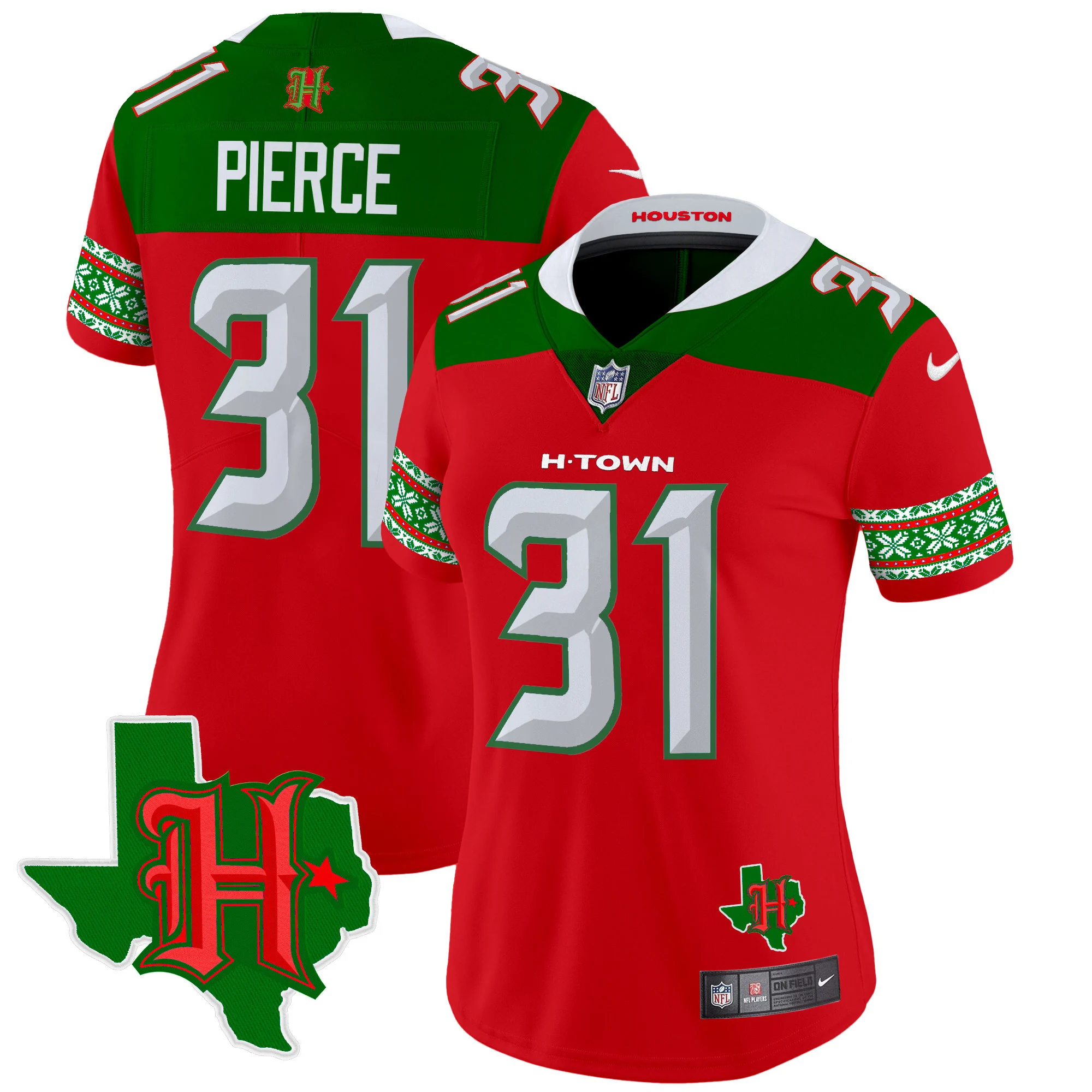 Womens Houston Texans 2024 Christmas Vapor Limited Jersey Dameon Pierce Jersey Red