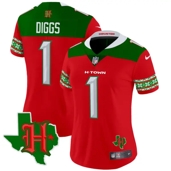 Womens Houston Texans 2024 Christmas Vapor Limited Jersey Stefon Diggs Jersey Red