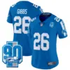 Womens Detroit Lions 90Th Year Patch Vapor Limited Jersey Jahmyr Gibbs Jersey Blue