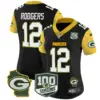 Womens Green Bay Packers 100Th Season Home Patch Cheese Vapor Limited Jersey Aaron Rodgers Jersey Black