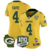 Womens Green Bay Packers 100Th Season Home Patch Cheese Vapor Limited Jersey Brett Favre Jersey Gold