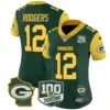 Womens Green Bay Packers 100Th Season Home Patch Cheese Vapor Limited Jersey Aaron Rodgers Jersey Green