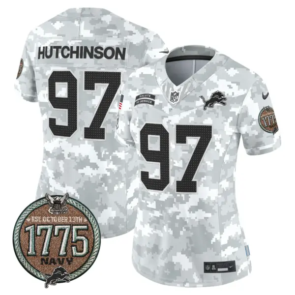 Womens Detroit Lions 2024 Salute To Service Establishment Year Patch Vapor Limited Jersey Hutchinson Jersey Navy