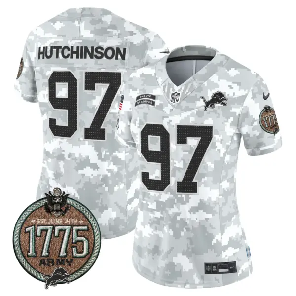 Womens Detroit Lions 2024 Salute To Service Establishment Year Patch Vapor Limited Jersey Hutchinson Jersey Army