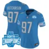 Womens Detroit Lions 2023 NFC North Division Champions Patch Vapor Jersey Hutchinson Jersey Blue